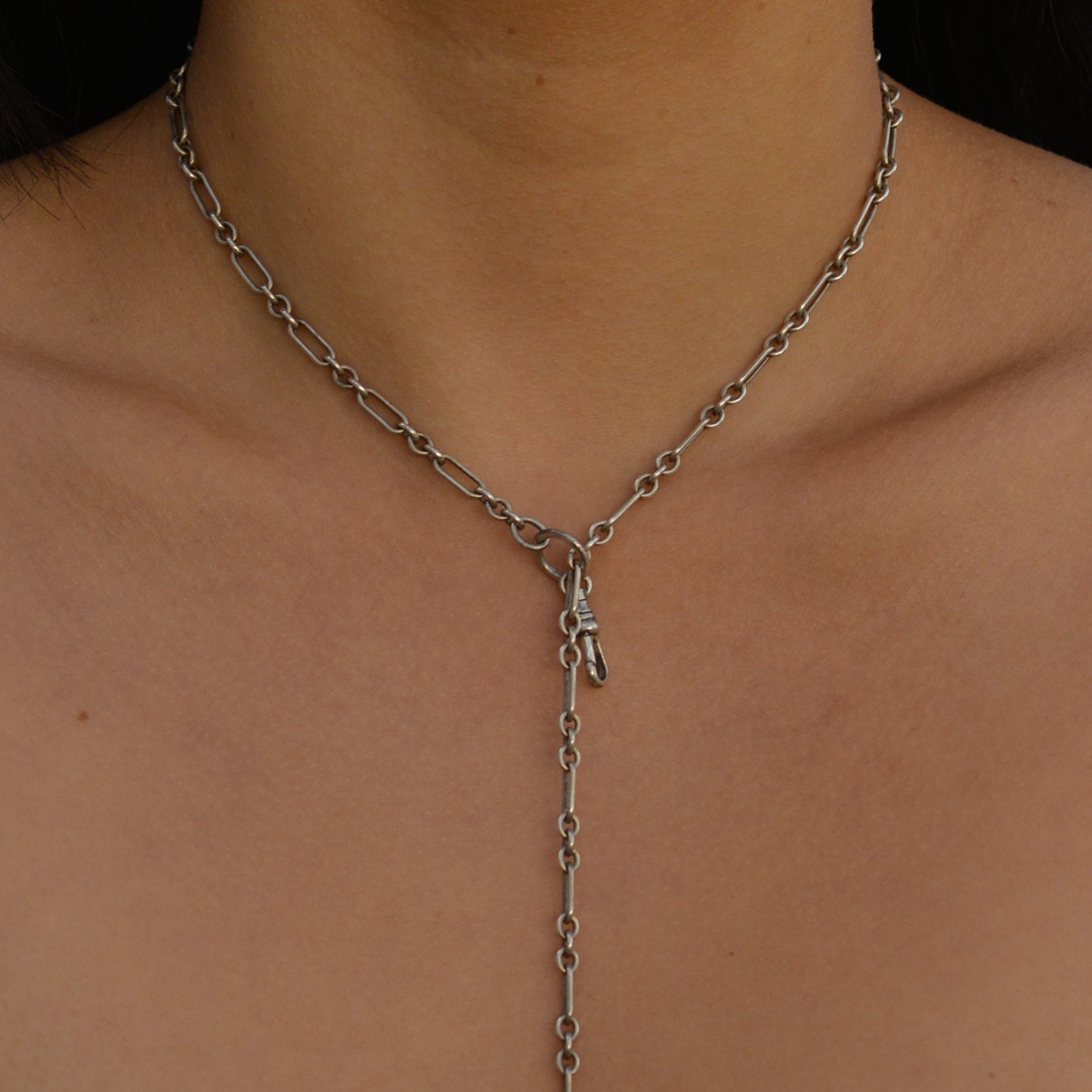 Vintage Sterling Trombone Chain Necklace