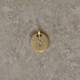 Round-shaped tag pendant with star set white round brilliant cut diamond