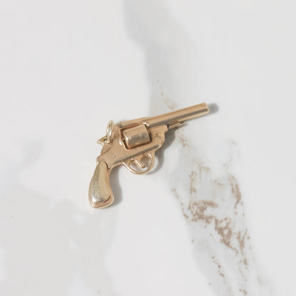 Vintage Articulated Revolver Gun Charm 14k