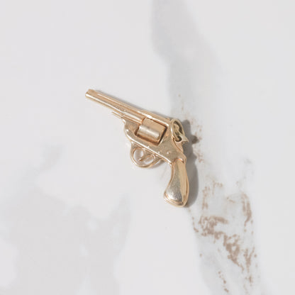 Vintage Articulated Revolver Gun Charm 14k