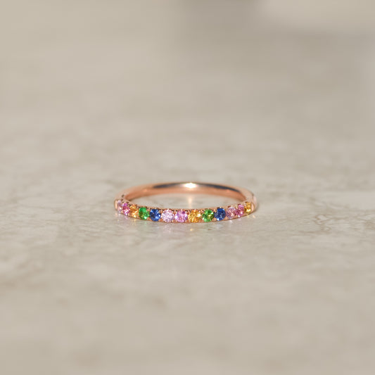 Estate Rainbow Sapphire Stackable Band
