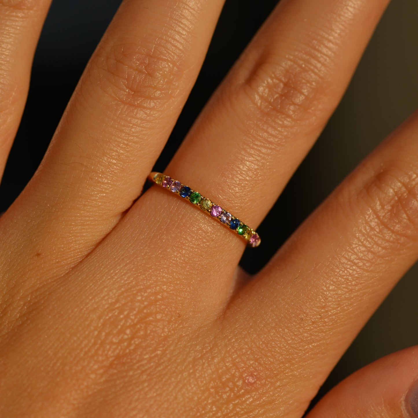 Estate Rainbow Sapphire Stackable Band