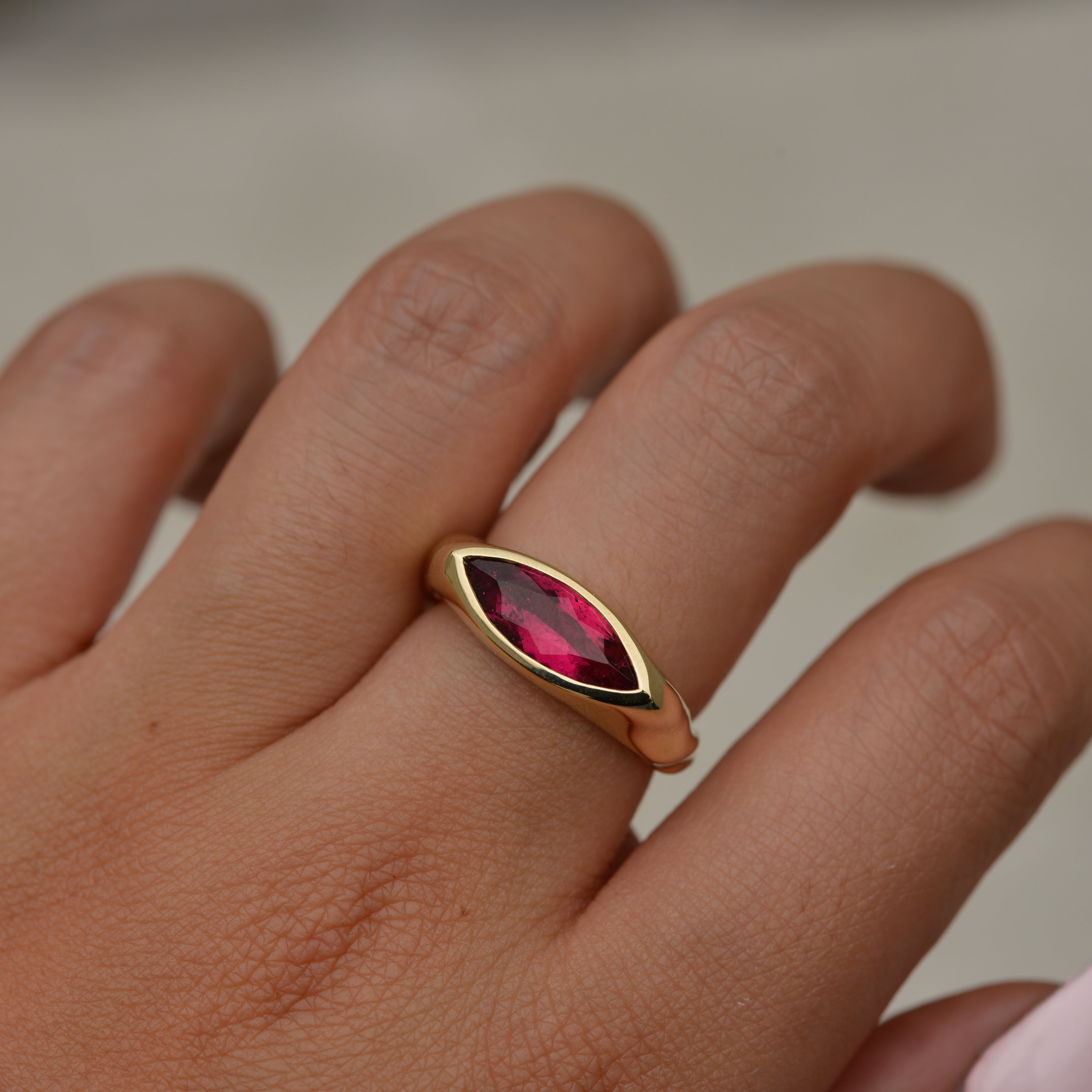 Rippling Signet, rubellite tourmaline