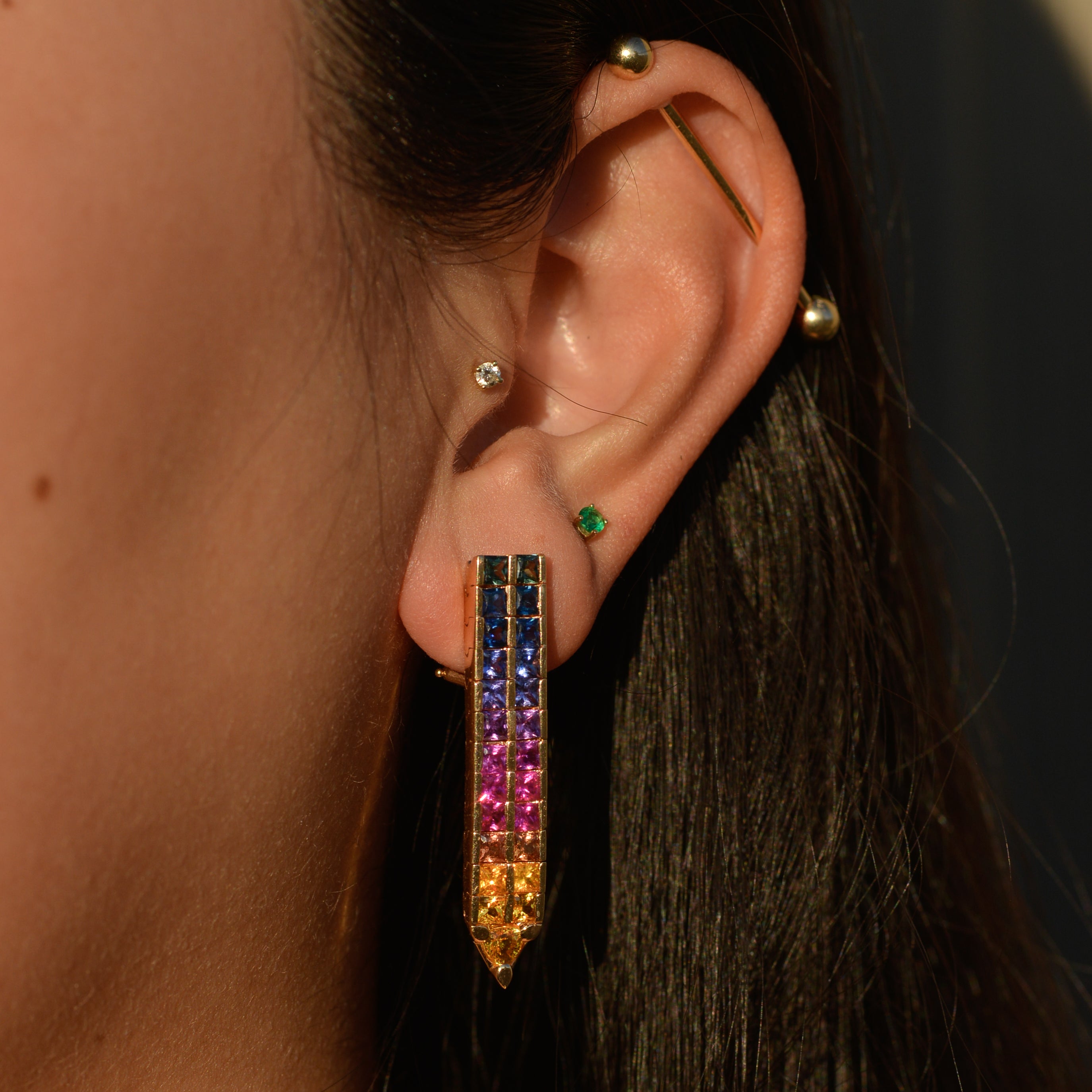 Estate Rainbow Sapphire Earrings