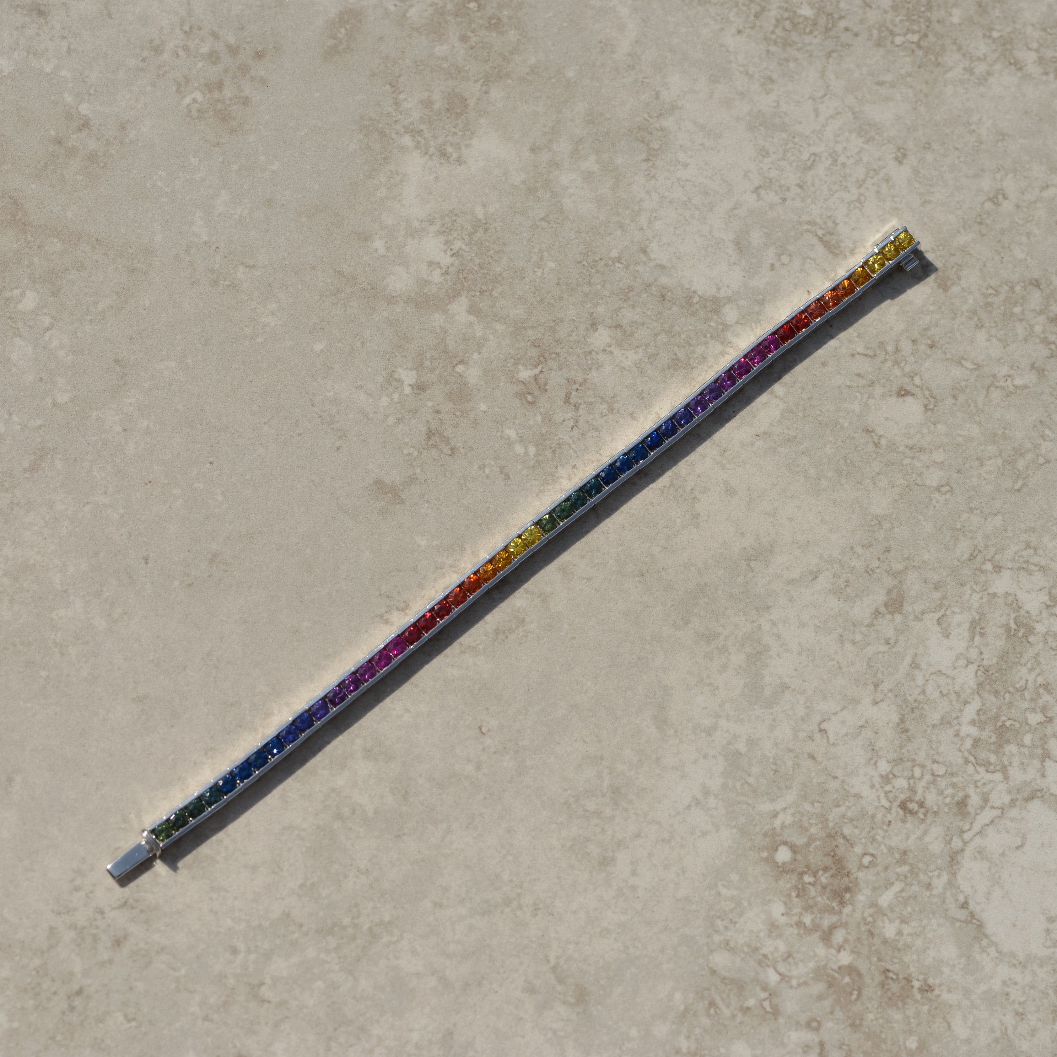 Estate Rainbow Sapphire Line Bracelet