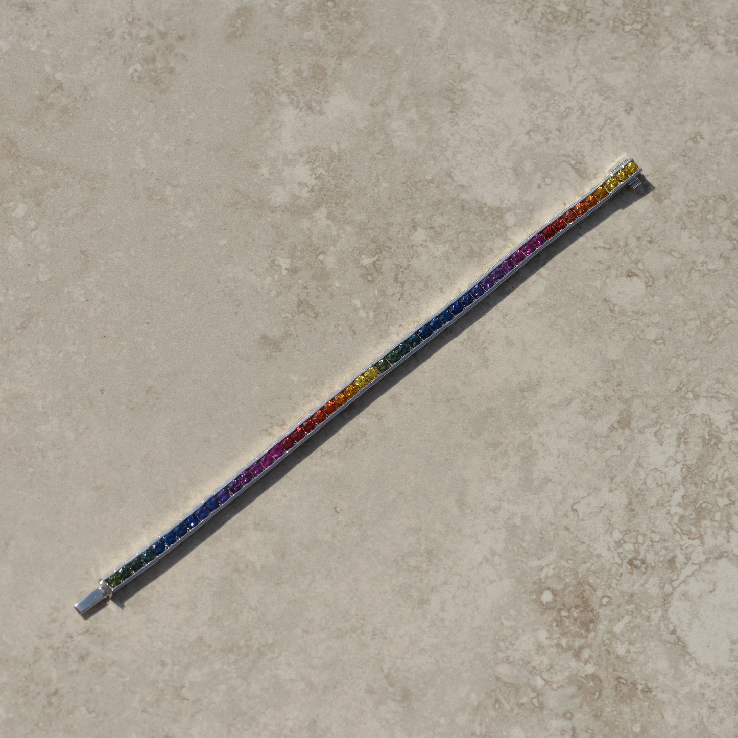 Estate Rainbow Sapphire Line Bracelet
