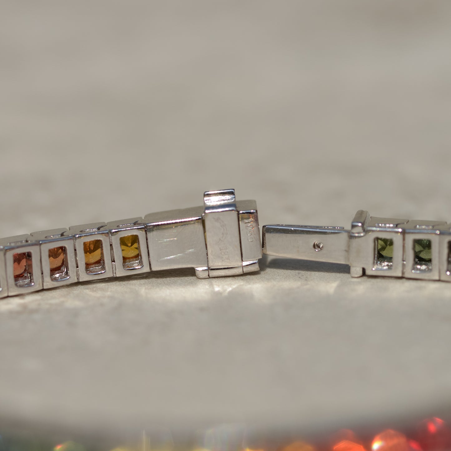 Estate Rainbow Sapphire Line Bracelet