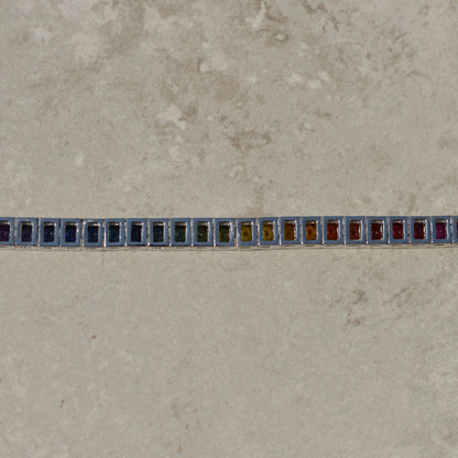 Estate Rainbow Sapphire Line Bracelet