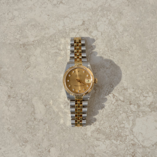 Vintage Rolex Datejust 31, champagne diamond dial, reference 68273