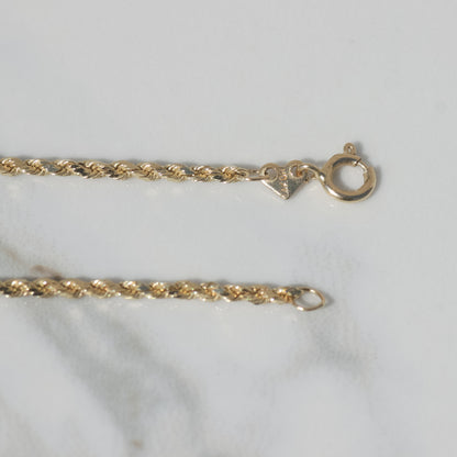 Vintage Rope Chain Necklace 24" 14k Gold