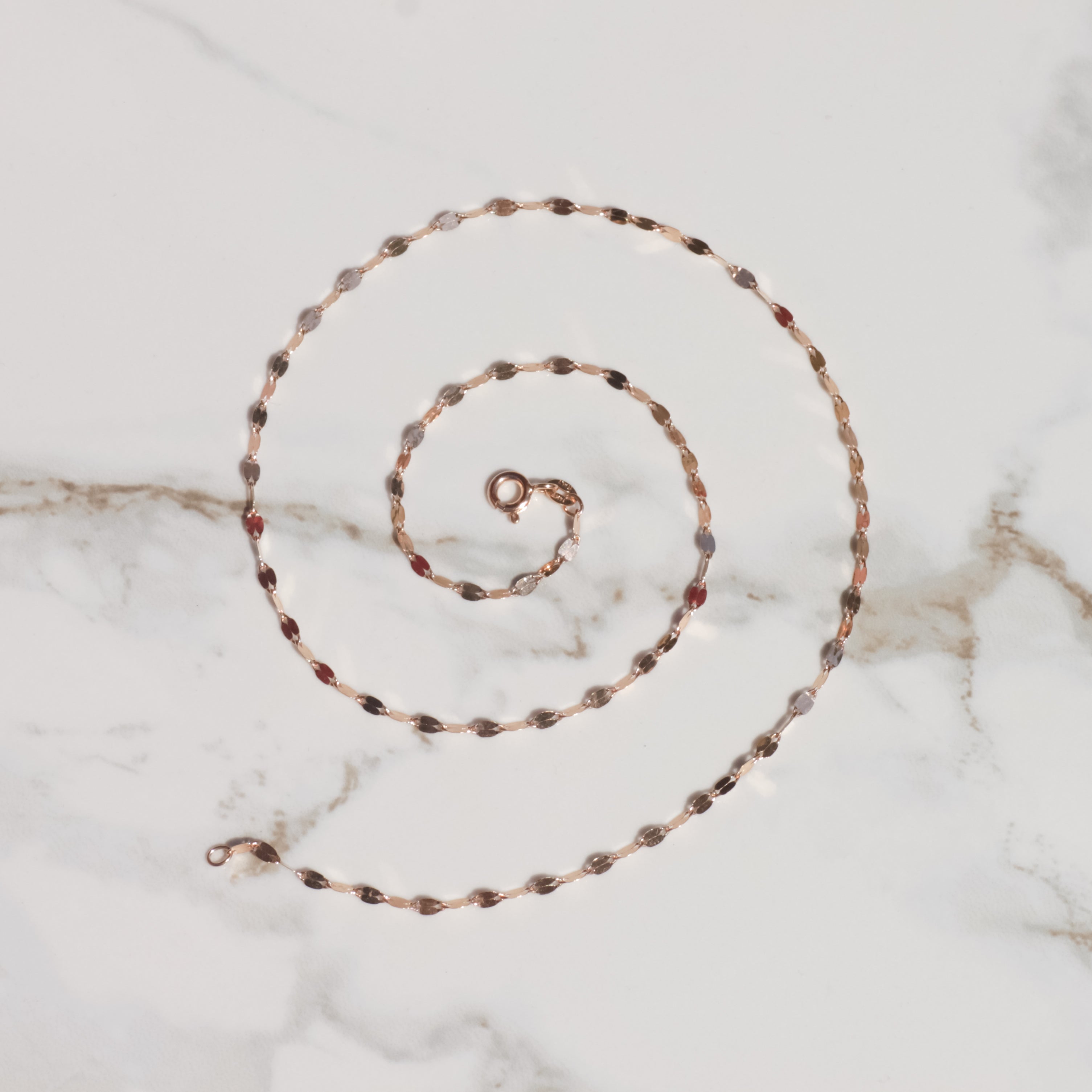 Vintage Sparkly Rose Gold Chain Necklace 18" 14k Gold