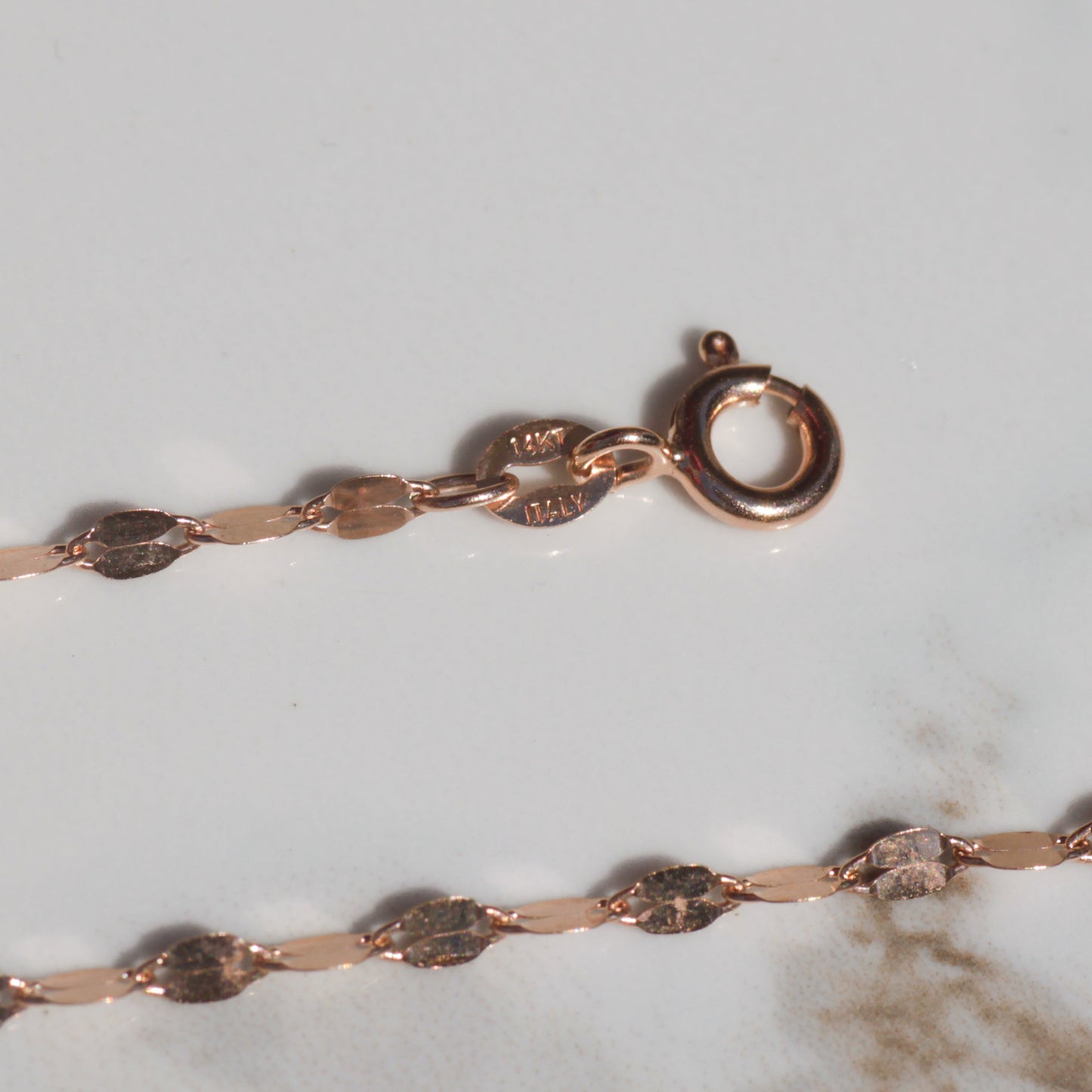 Vintage Sparkly Rose Gold Chain Necklace 18" 14k Gold