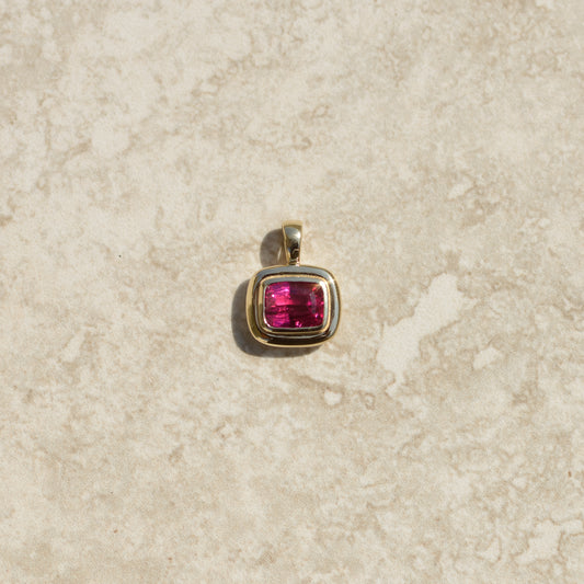 09: Bubble Bezel pendant, rubellite tourmaline
