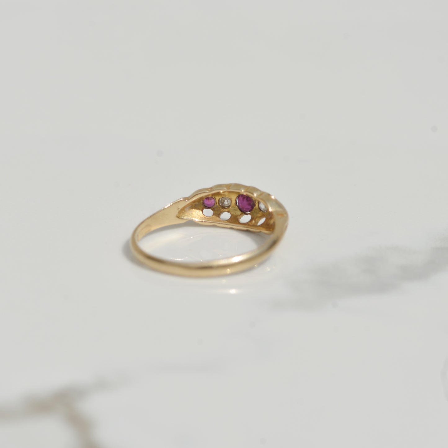 Antique Ruby and Diamond Ring Sz 8 1/2 18k