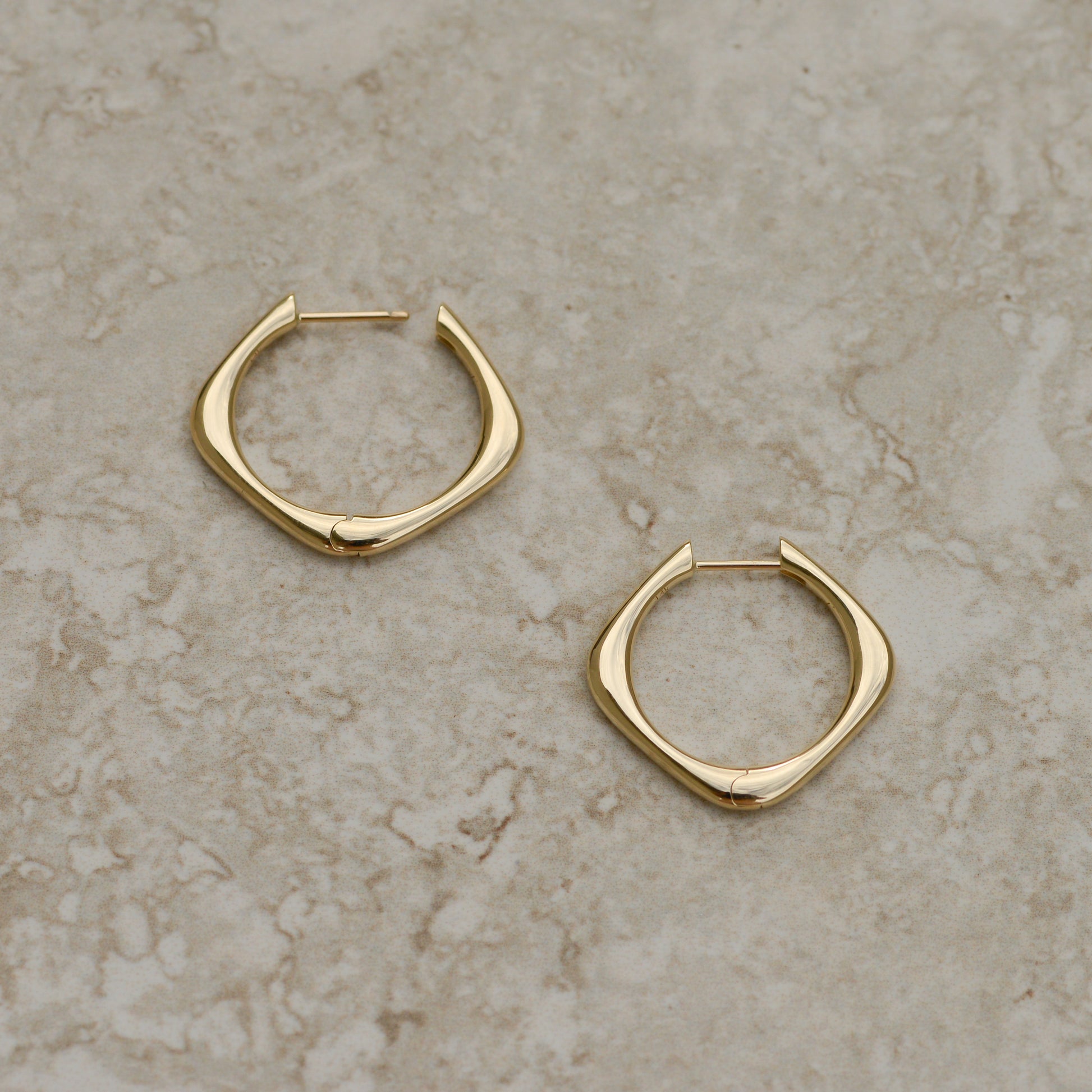 Large Seko Hoop Earrings, 14k gold