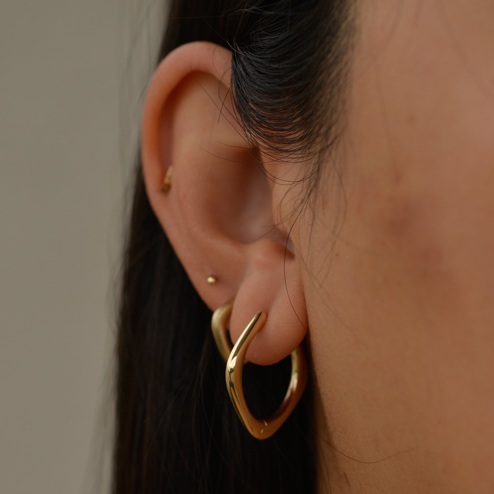 Large Seko Hoop Earrings, 14k gold