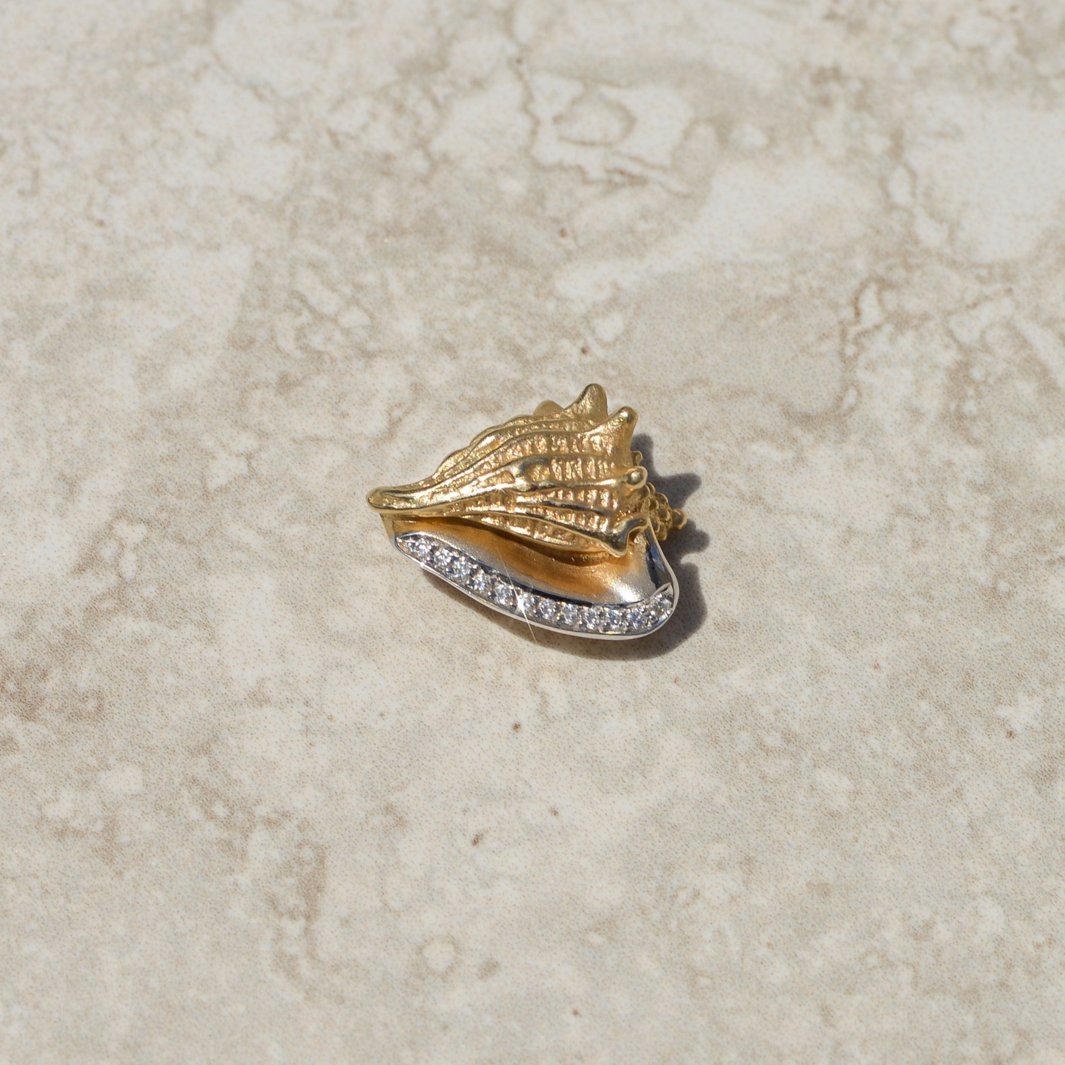 Vintage Diamond Conch Shell Pendant