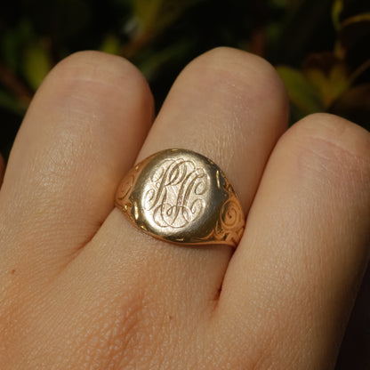 Antique Signet Ring Sz 7 3/4 14k