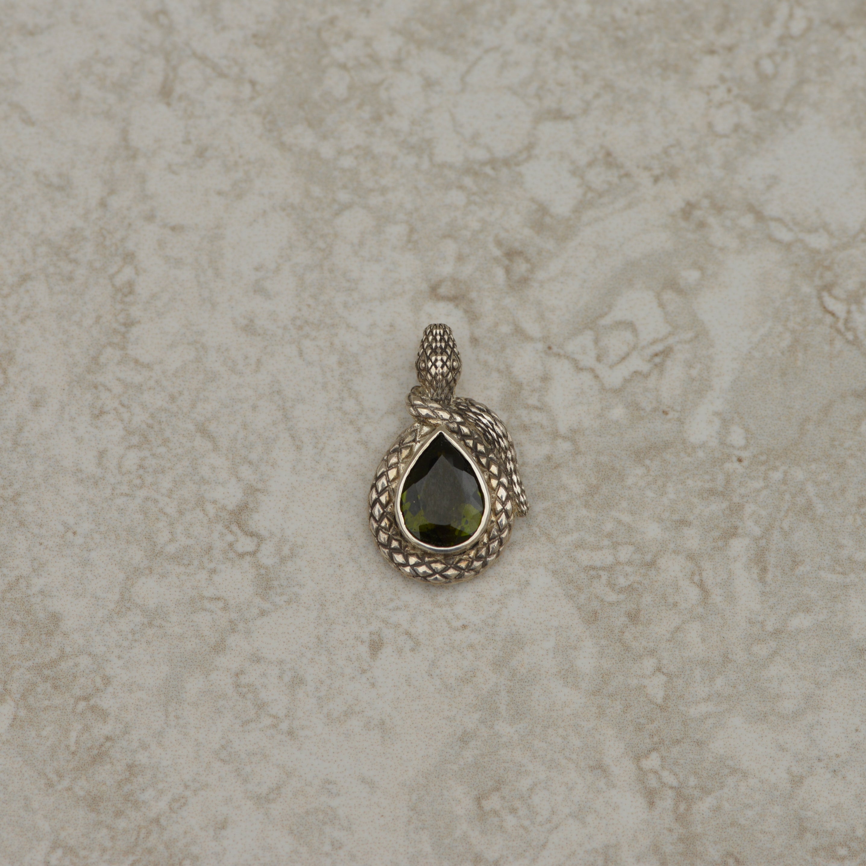 Year of the Snake pendant, green tourmaline