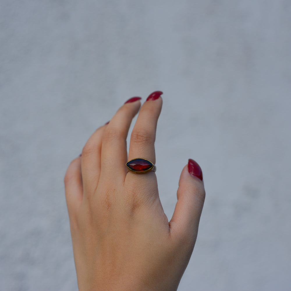 Vintage Sterling Marquise Garnet Ring