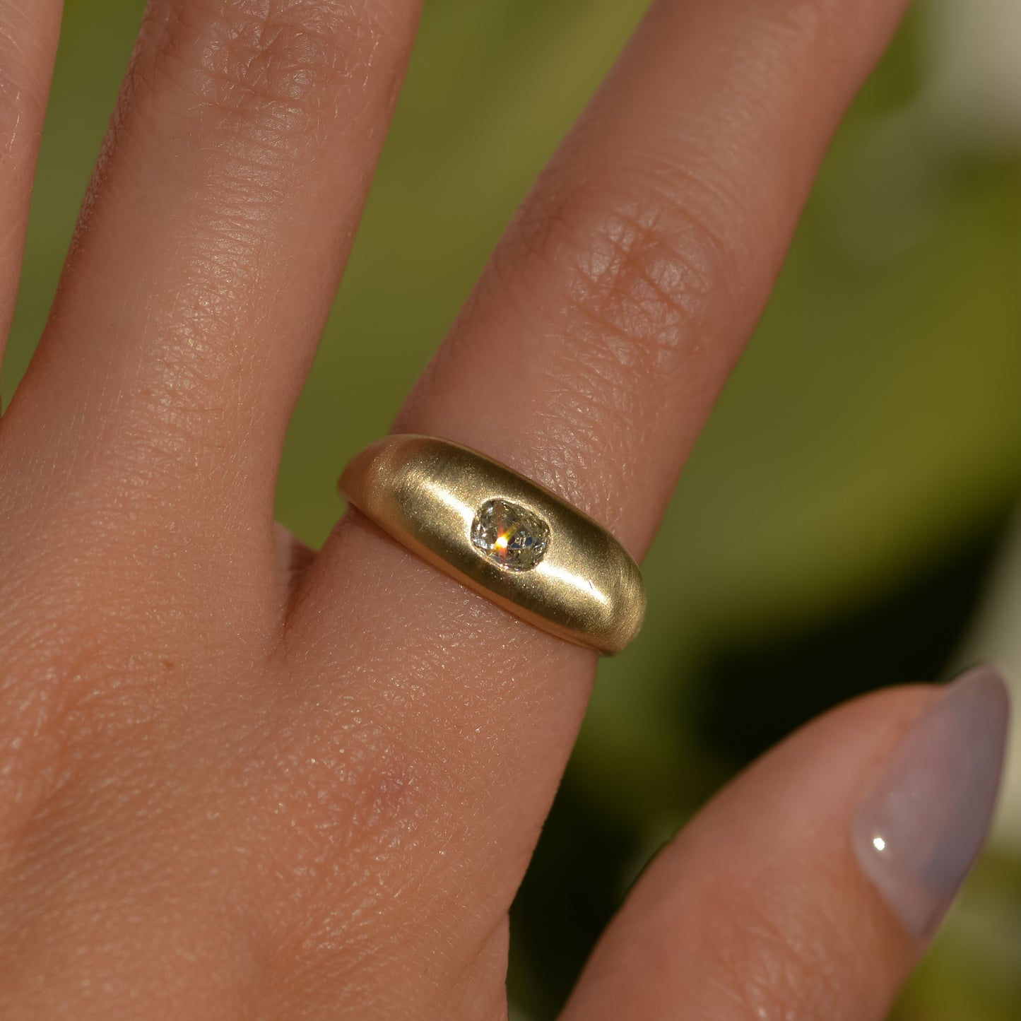 10: Square Wide Ring, old mine cut diamond