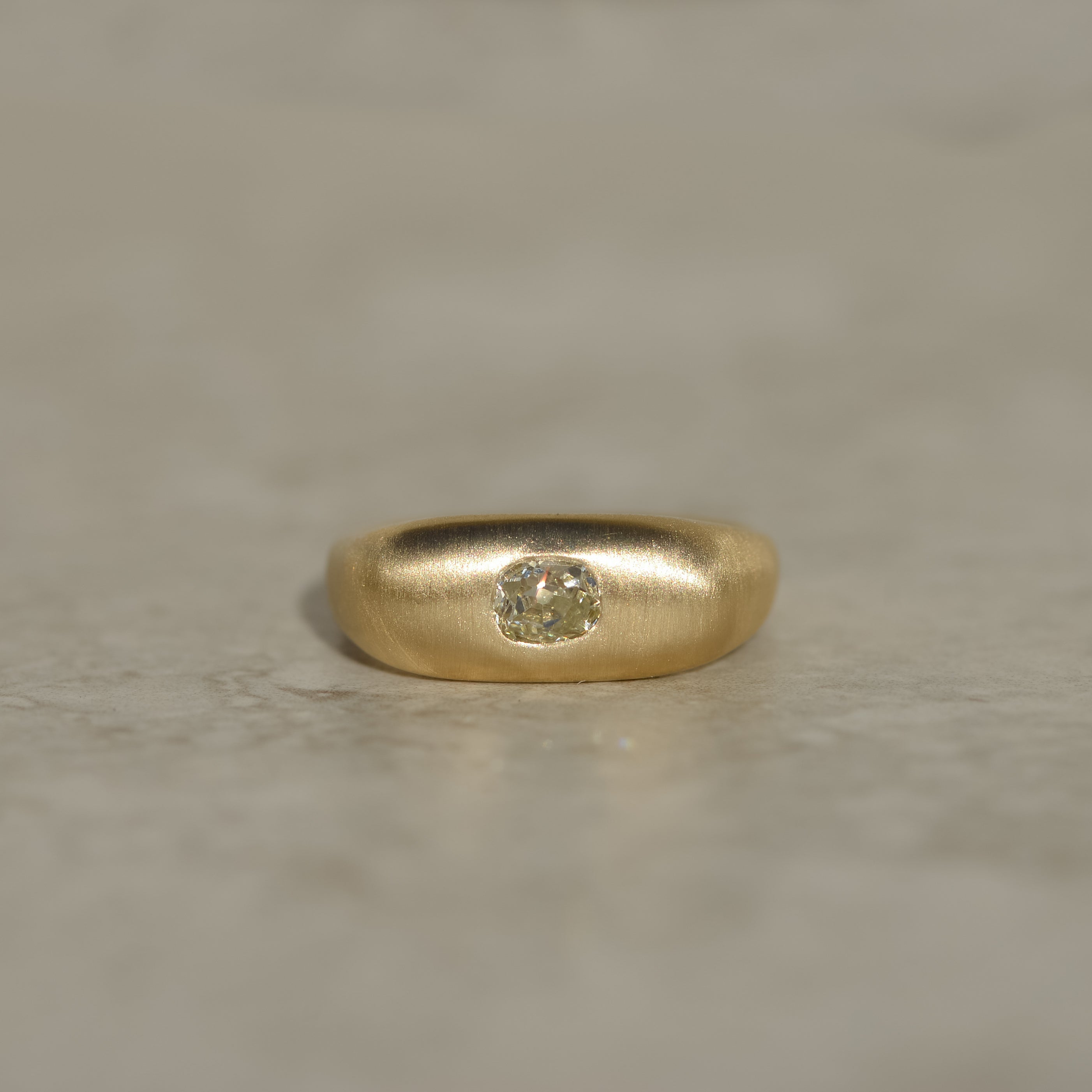 Seko Square Ring, old mine cut diamond