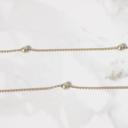 Station Bead Chain Necklace 24" 14k Gold