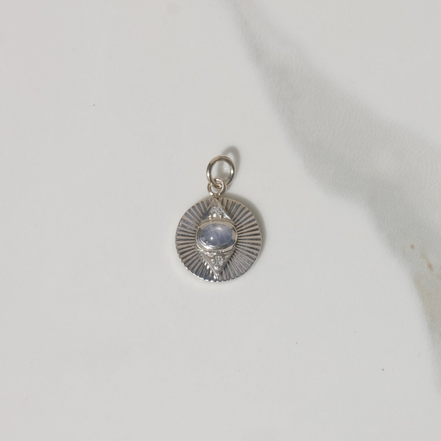 Vintage Star Sapphire and Diamond Charm 14k