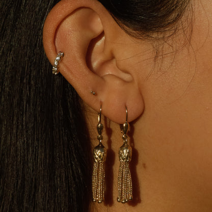 Vintage Tassel Drop Earrings 14k