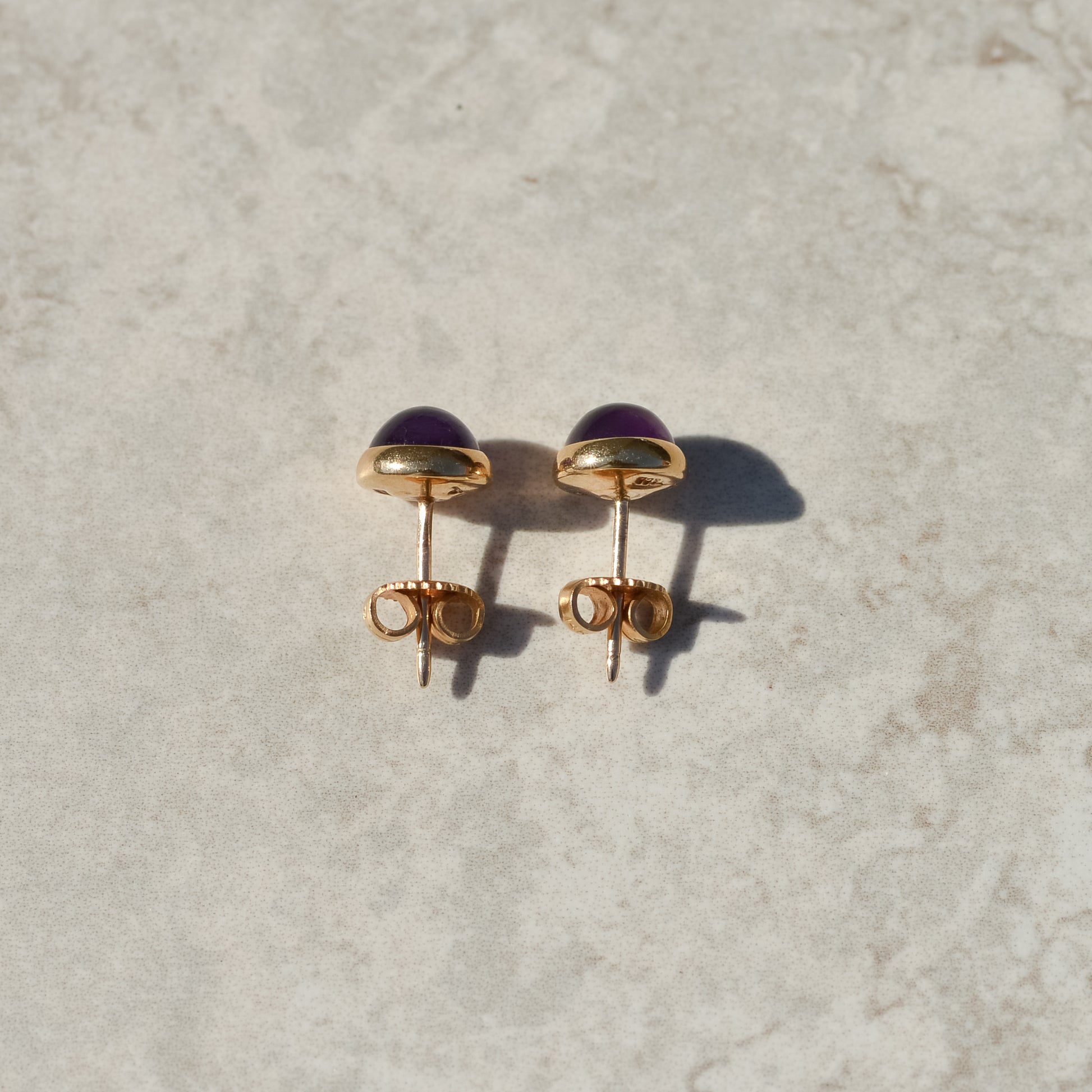 Vintage Tiffany & Co Amethyst Cabochon Stud Earrings