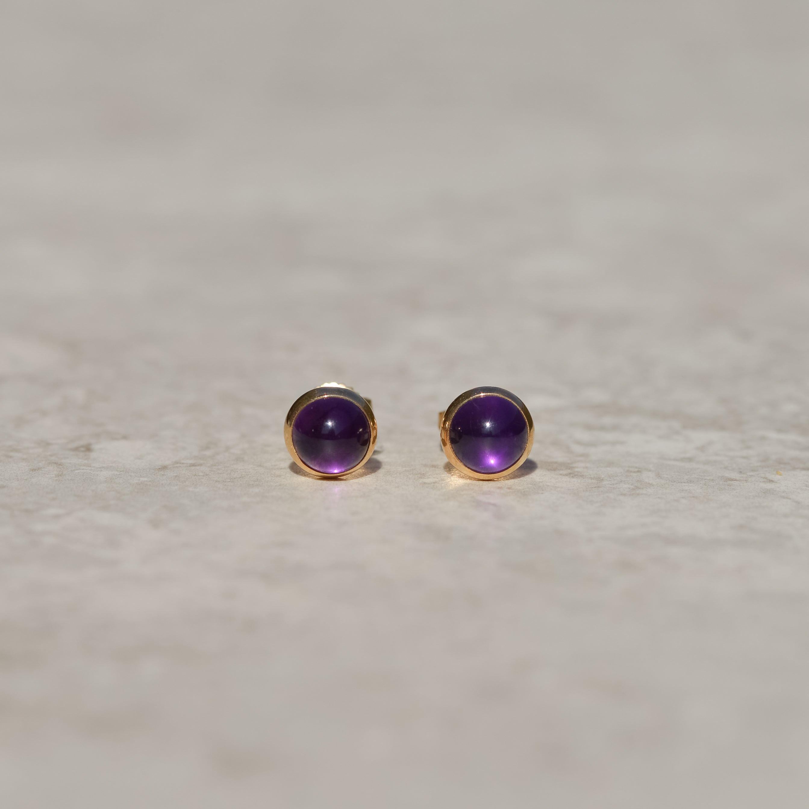 Vintage Tiffany & Co Amethyst Cabochon Stud Earrings