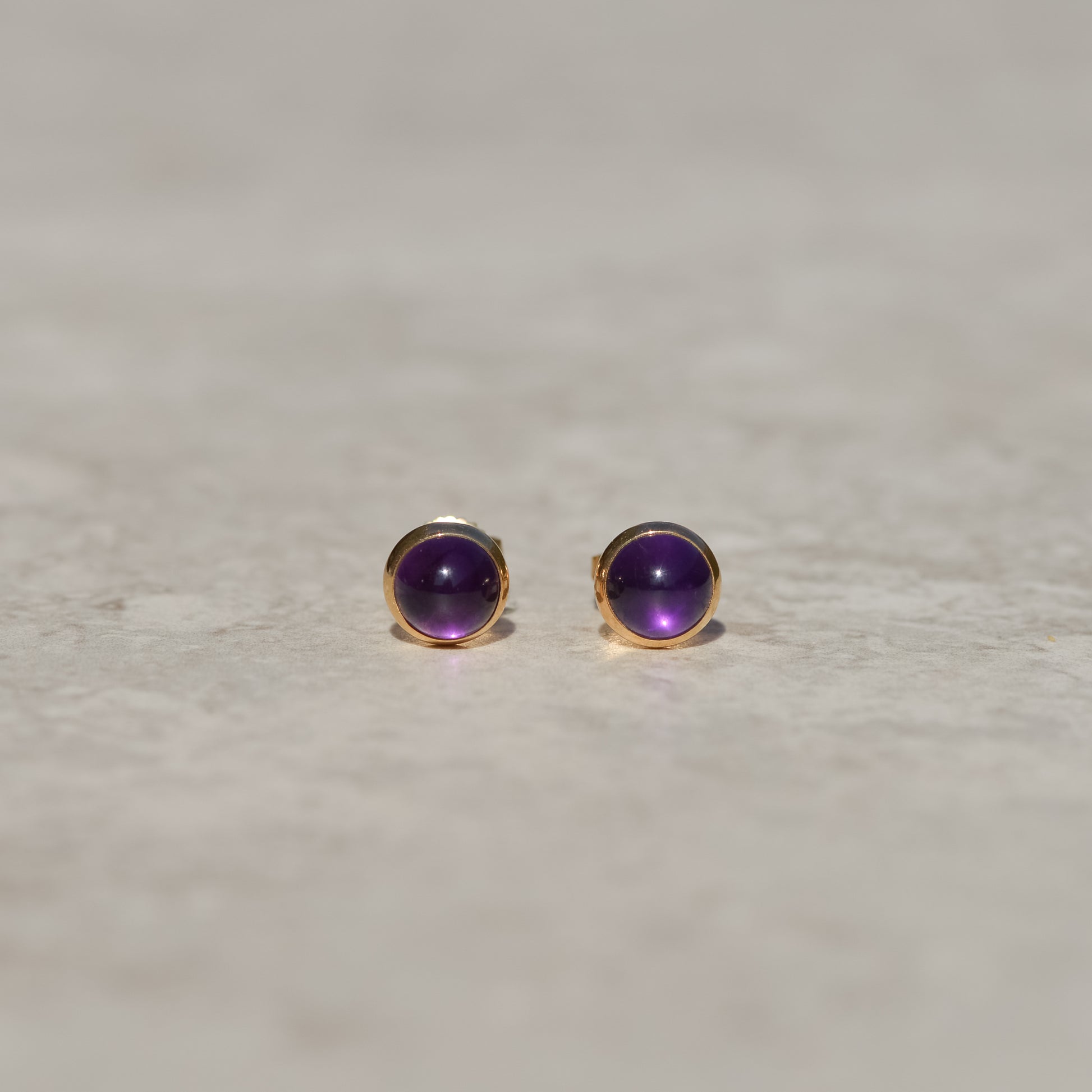 Vintage Tiffany & Co Amethyst Cabochon Stud Earrings