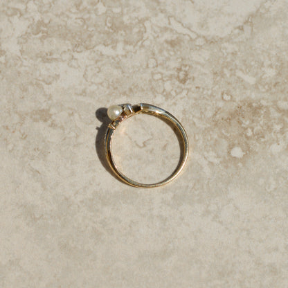 Edwardian Pearl & Diamond Toi et moi Ring