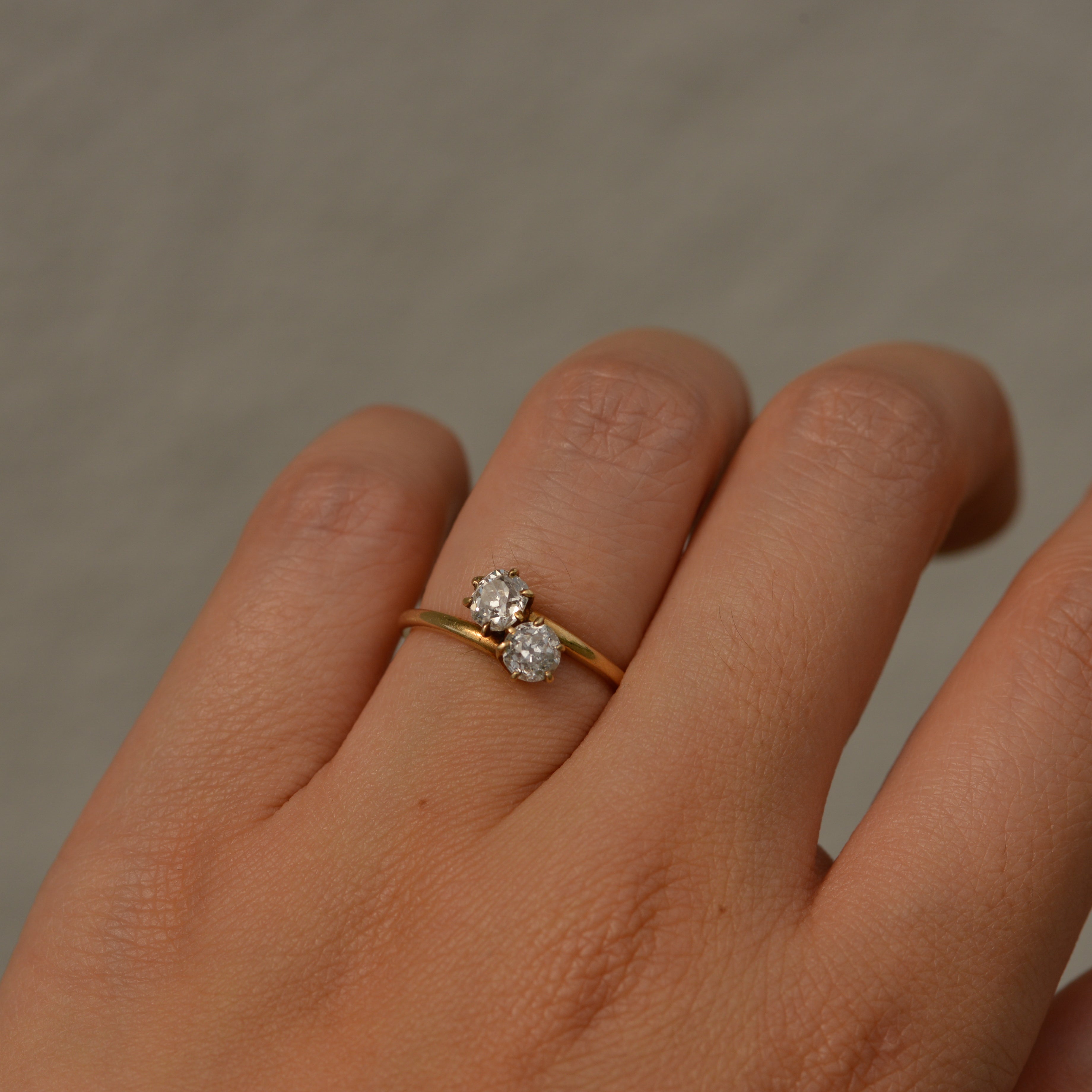 Victorian Toi et Moi Old Mine Diamond Ring