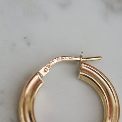 Vintage Square Tube Hoop Earrings 14k