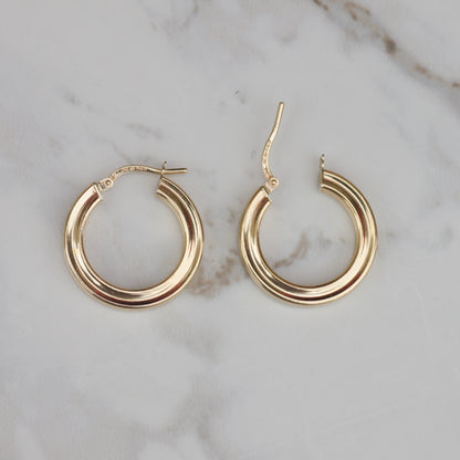 Vintage Square Tube Hoop Earrings 14k