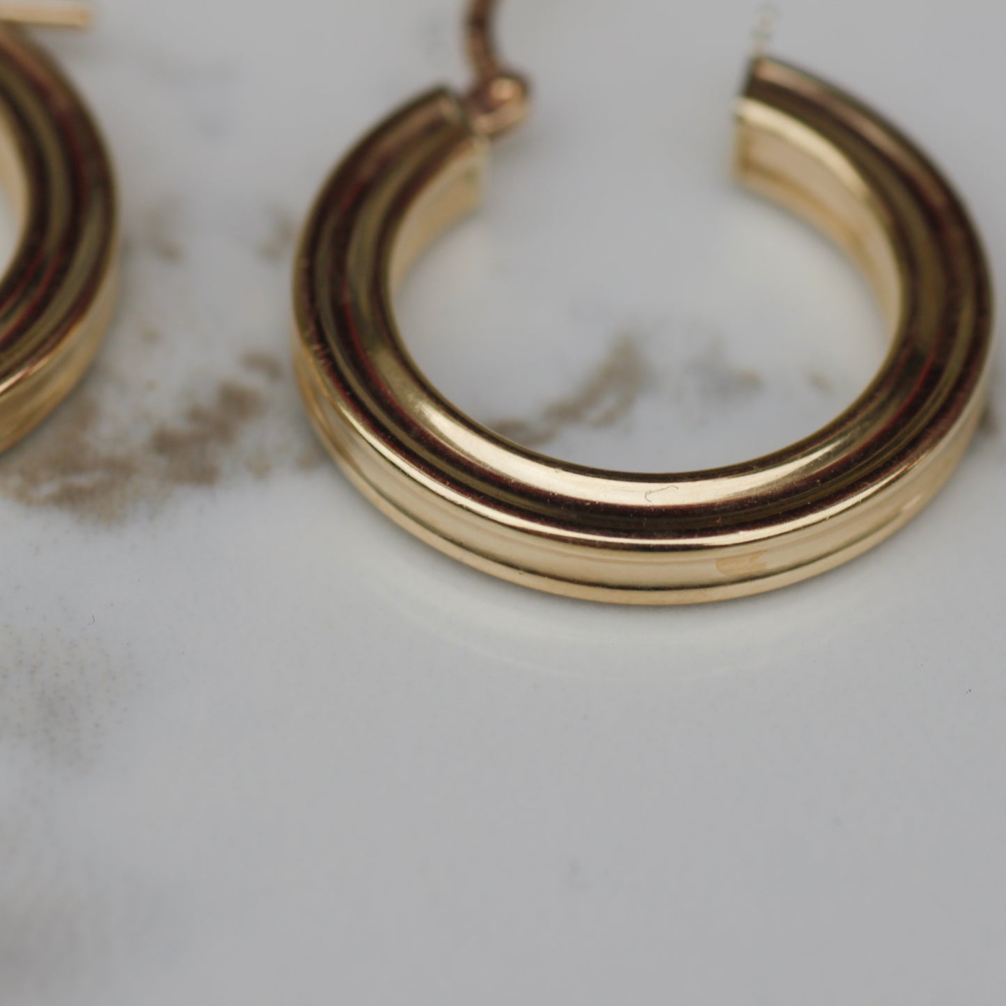 Vintage Square Tube Hoop Earrings 14k