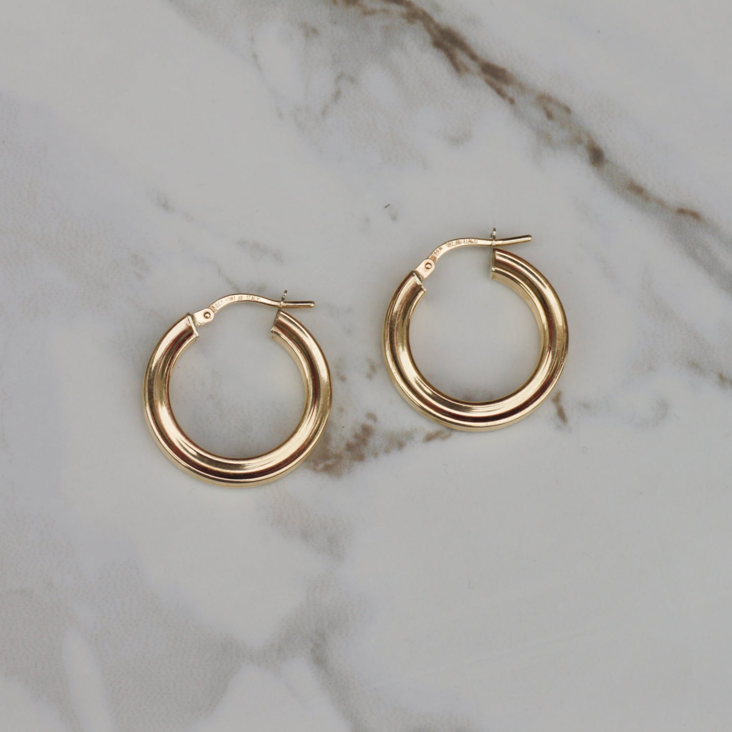 Vintage Square Tube Hoop Earrings 14k