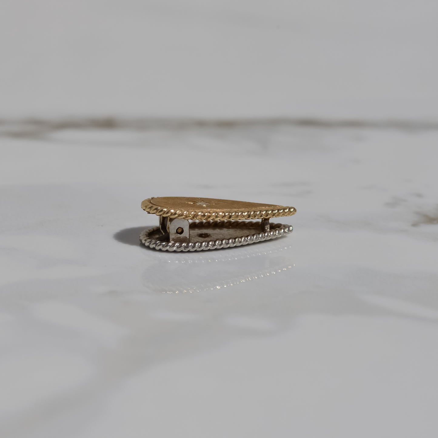 Vintage Two Tone Diamond Tie Clip 14k