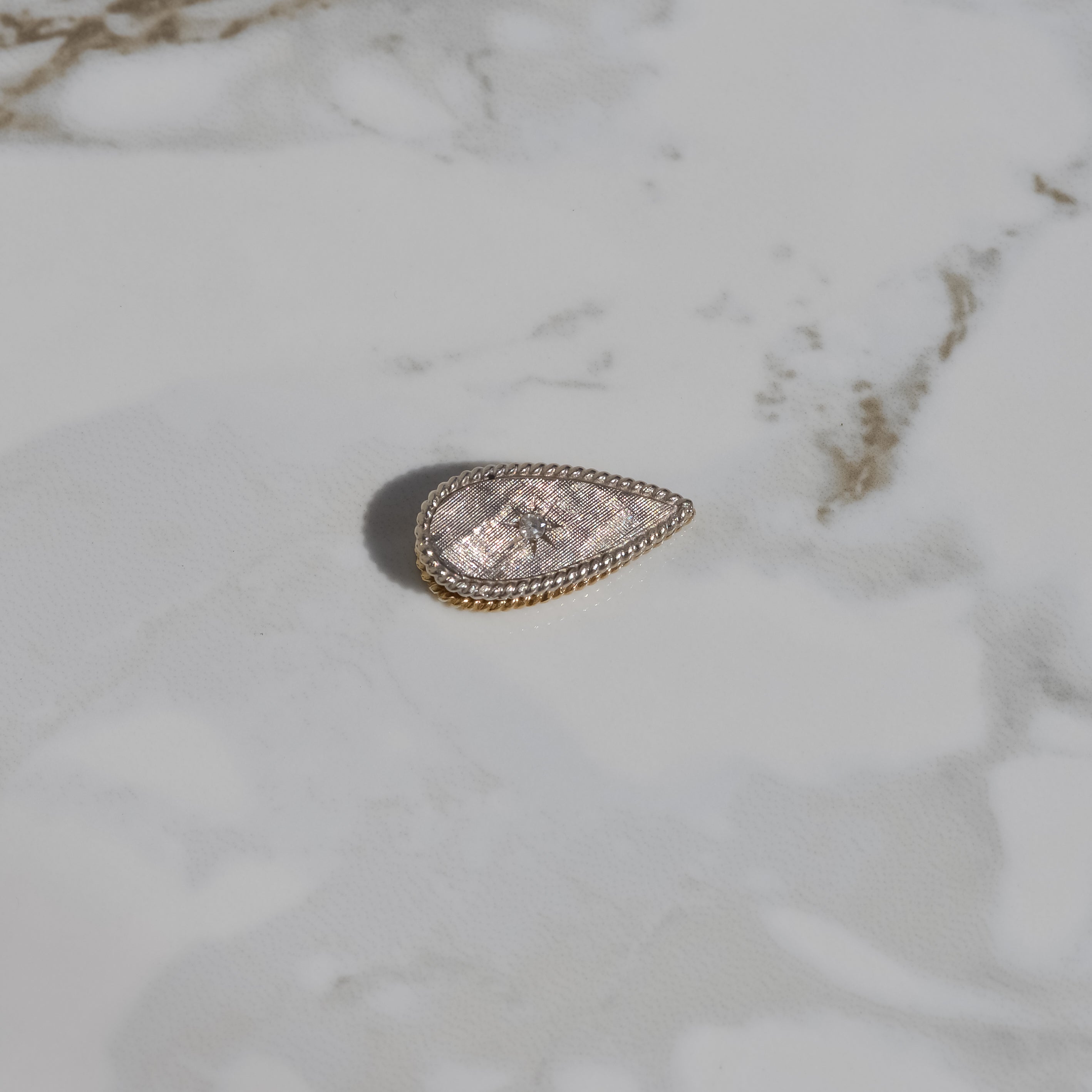 Vintage Two Tone Diamond Tie Clip