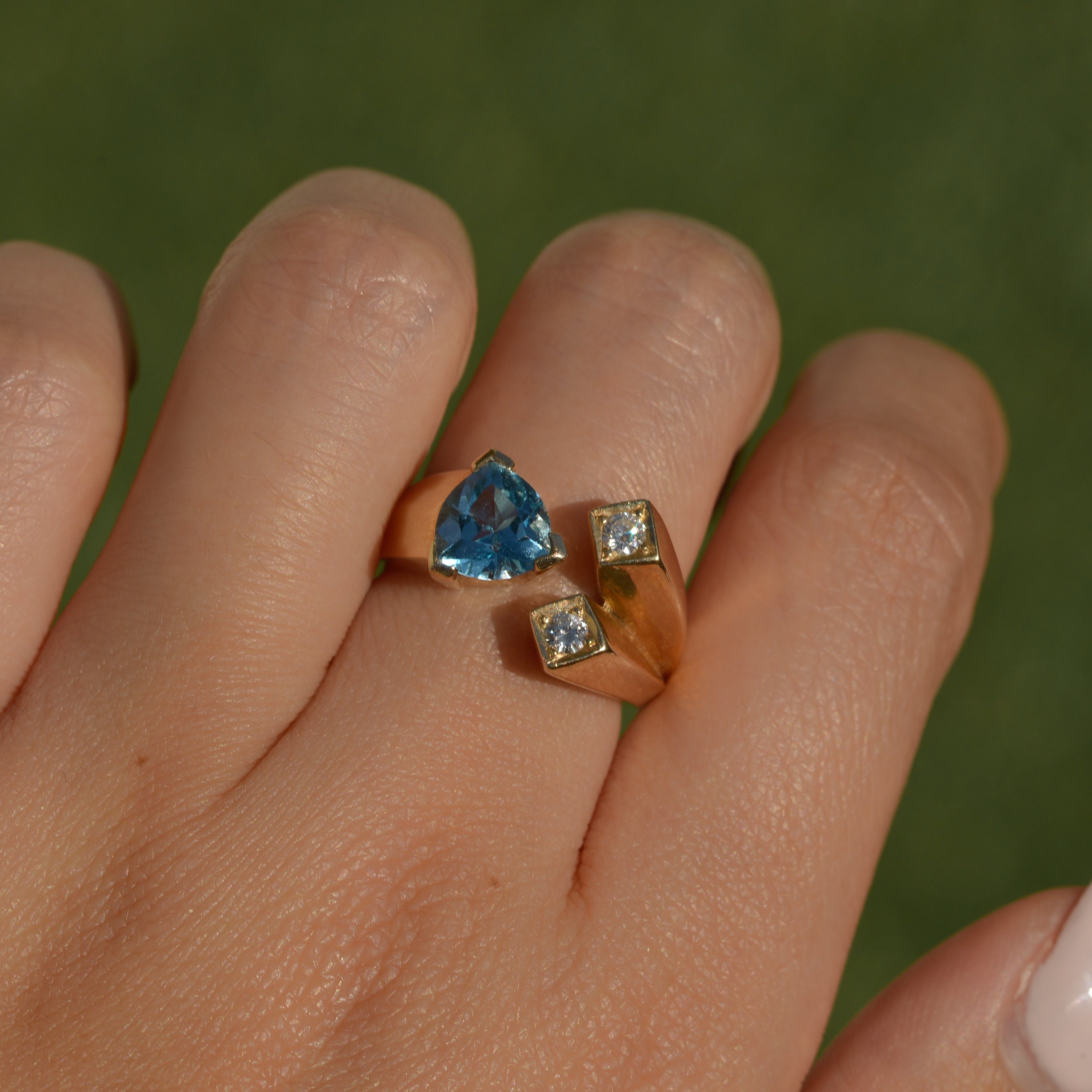 Vintage Topaz & Diamond Open Ring