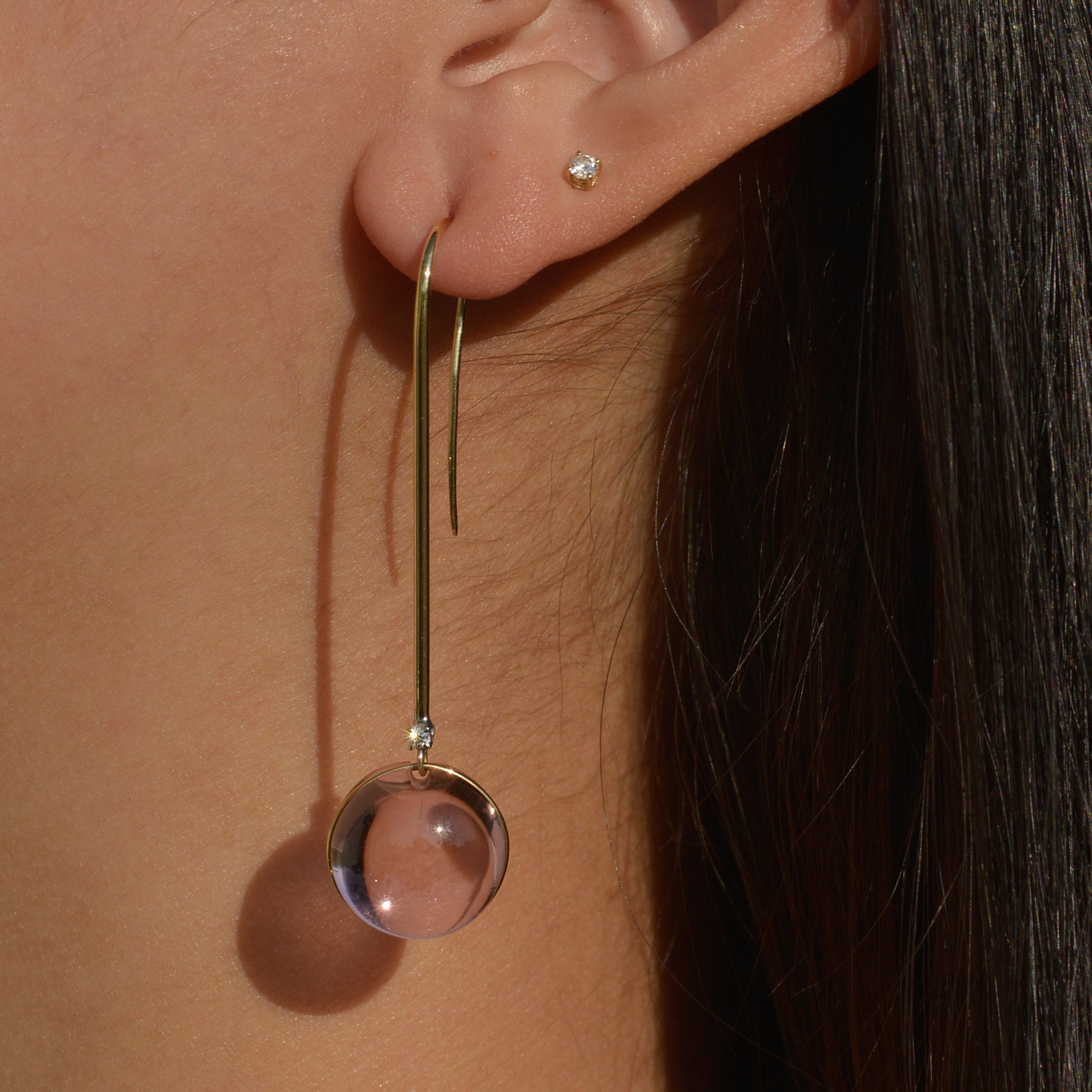 Vintage Pink Tourmaline and Diamond Drop Earrings