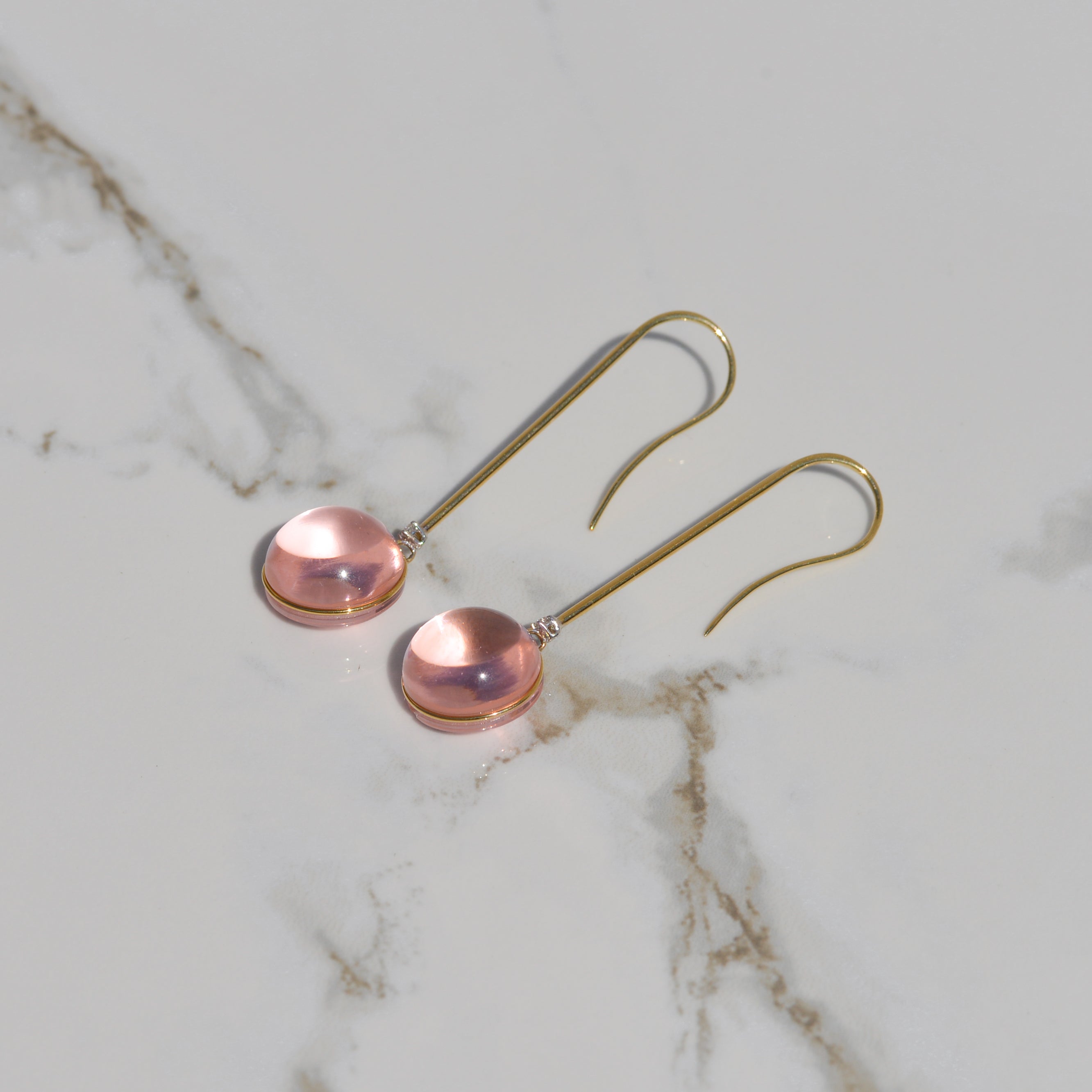Vintage Pink Tourmaline and Diamond Drop Earrings
