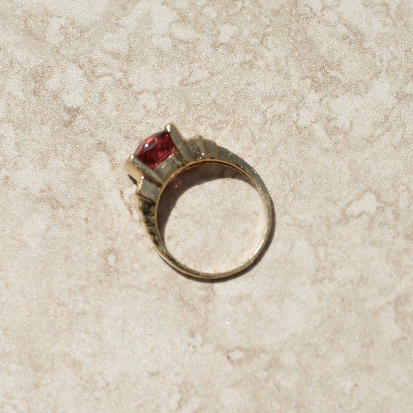 Vintage Pink Tourmaline & Diamond Ring