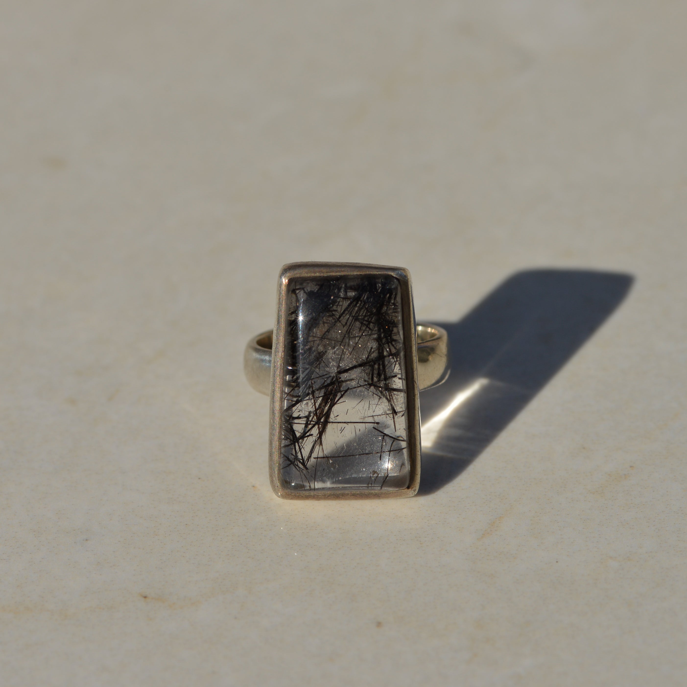 Vintage Sterling Tourmalinated Quartz Ring