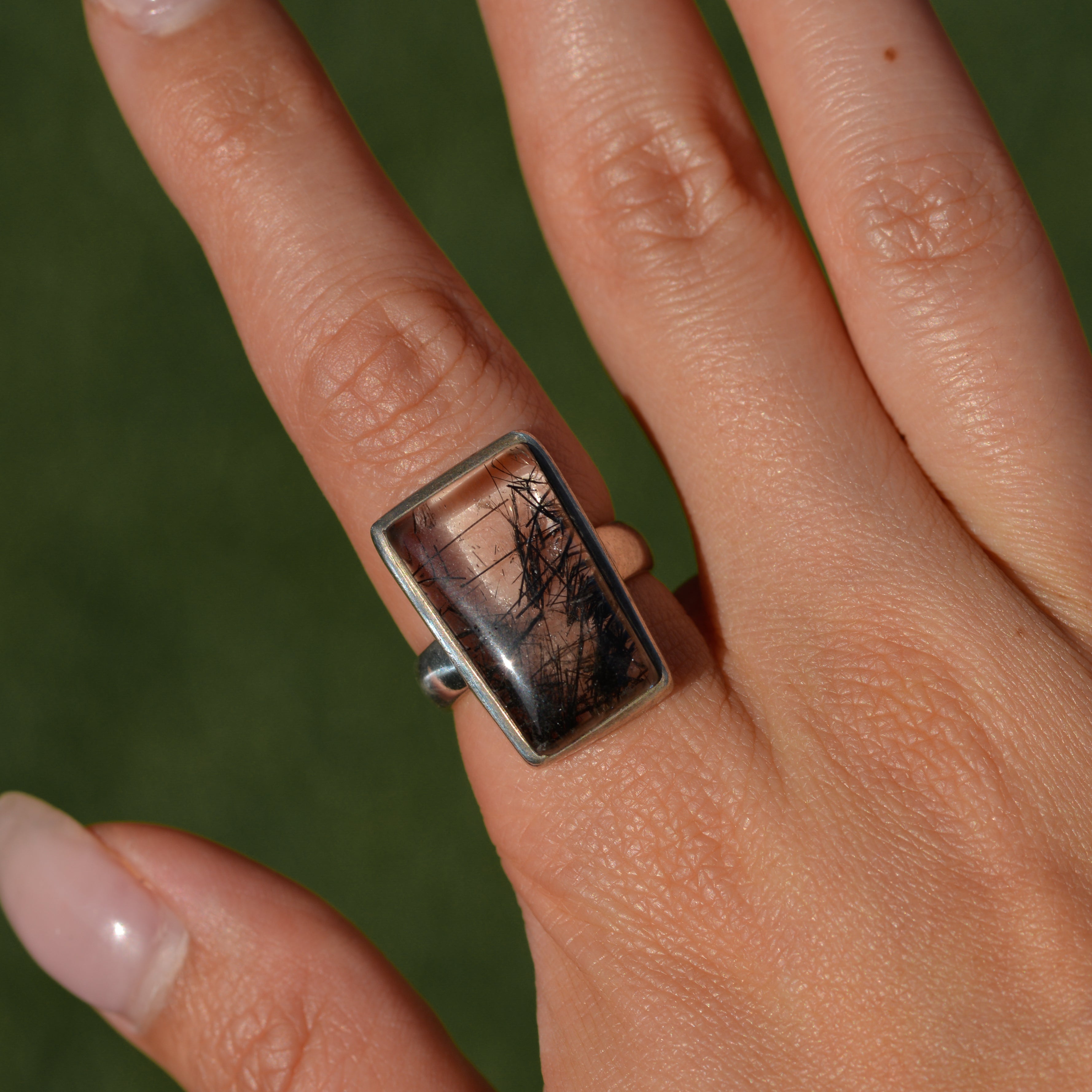 Vintage Sterling Tourmalinated Quartz Ring