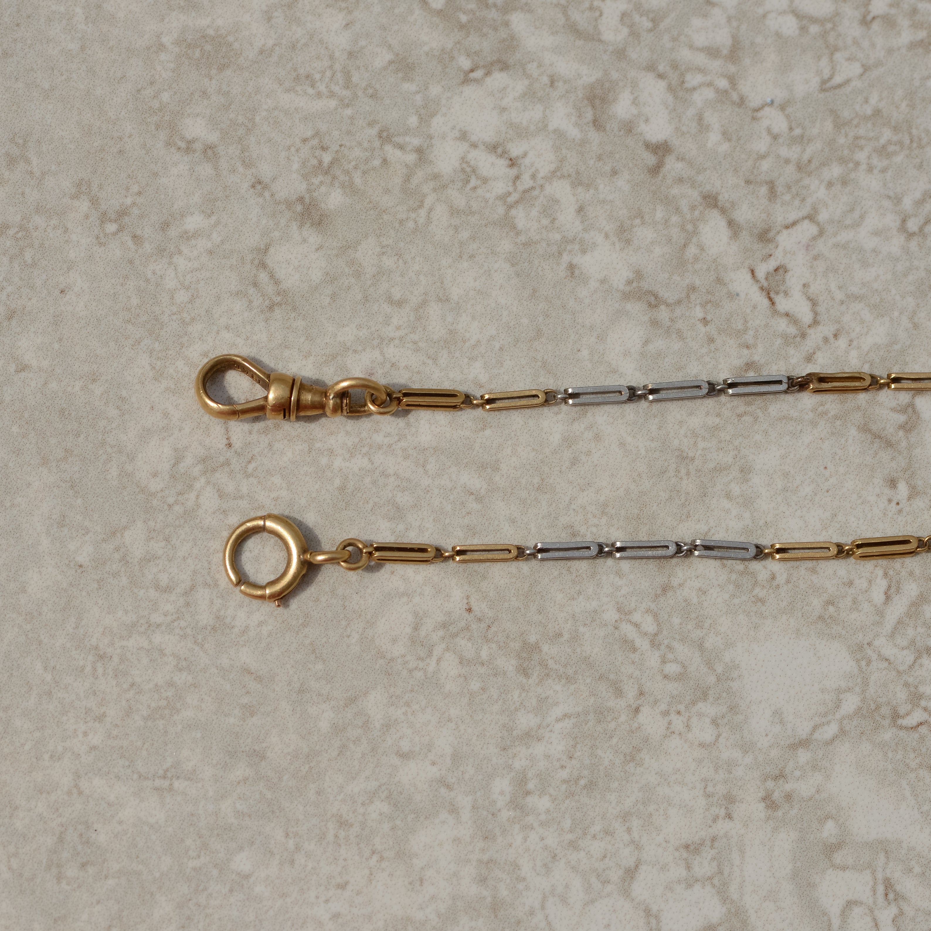 Antique Platinum and Gold Fancy Link Watch Chain