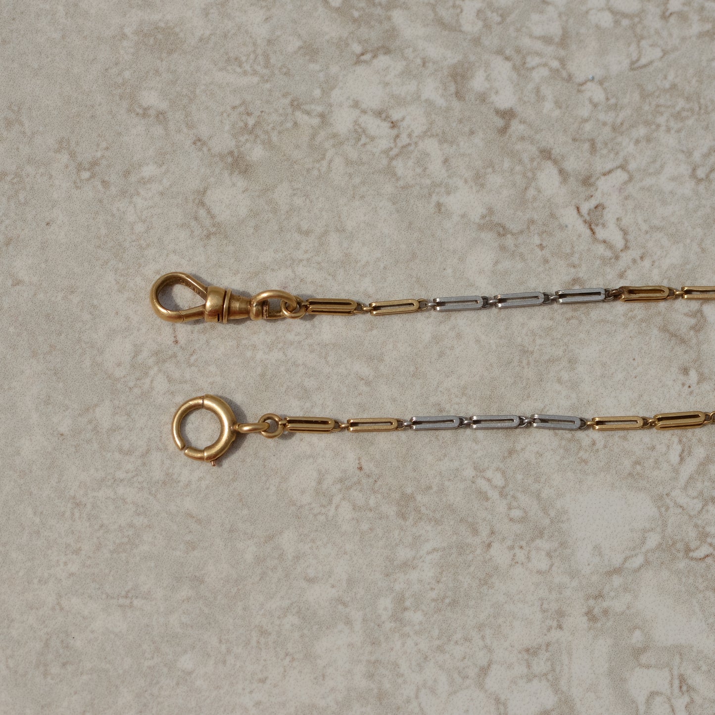 Antique Platinum and Gold Fancy Link Watch Chain