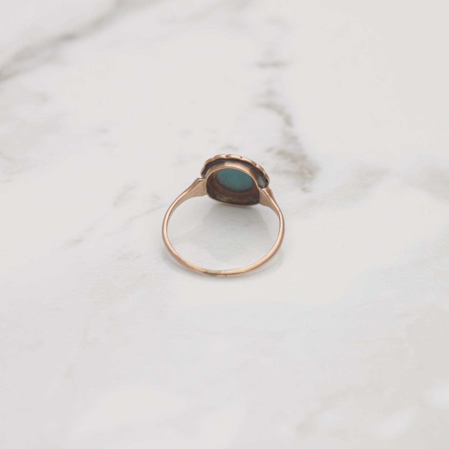 Victorian Turquoise Seed Pearl Halo Ring Sz 3 3/4 9k