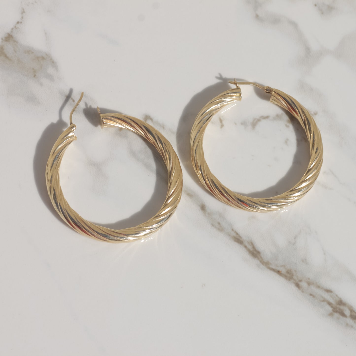 Vintage Twisted Hoop Earrings 14k